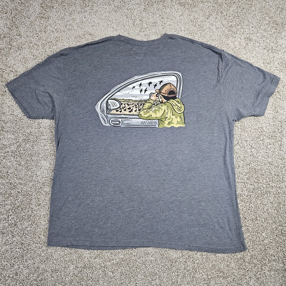 Dive Bomb Industries T-Shirt Men's 3XL Duck Hunting Graphic Tee Gray Car Window
